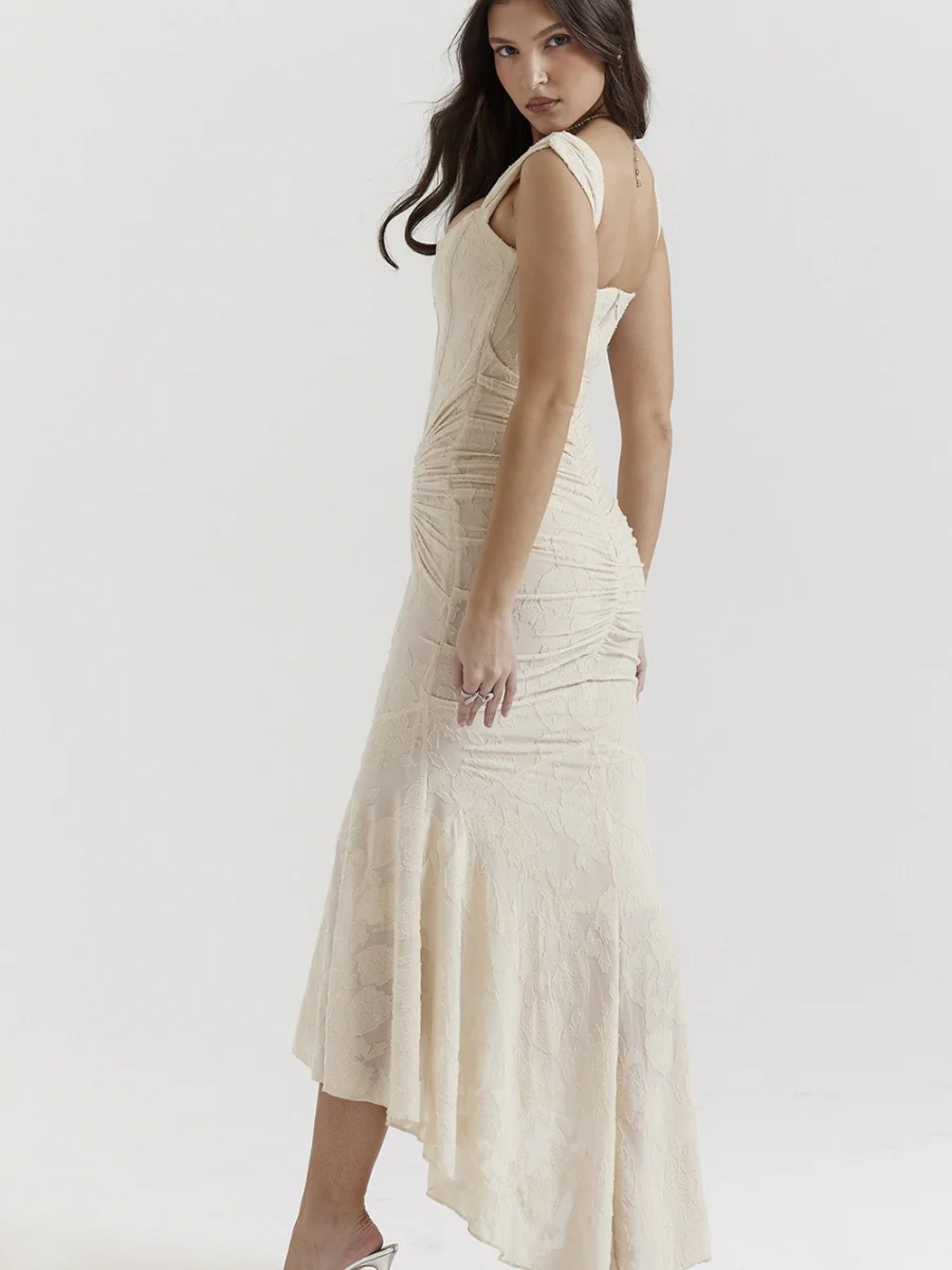 Sleeveless Solid Color Off-shoulder Sleeveless Fishbone Waist Dress - Image 17