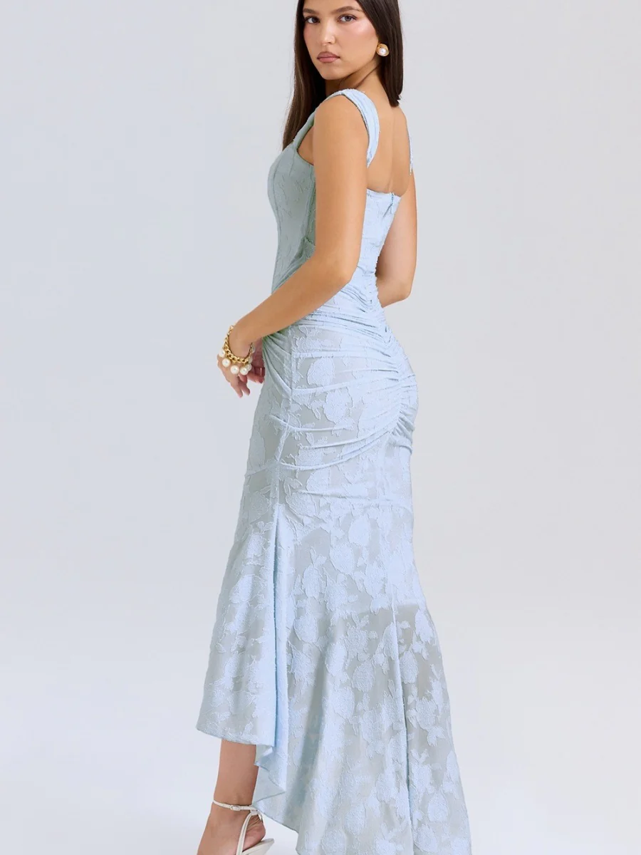 Sleeveless Solid Color Off-shoulder Sleeveless Fishbone Waist Dress - Image 2