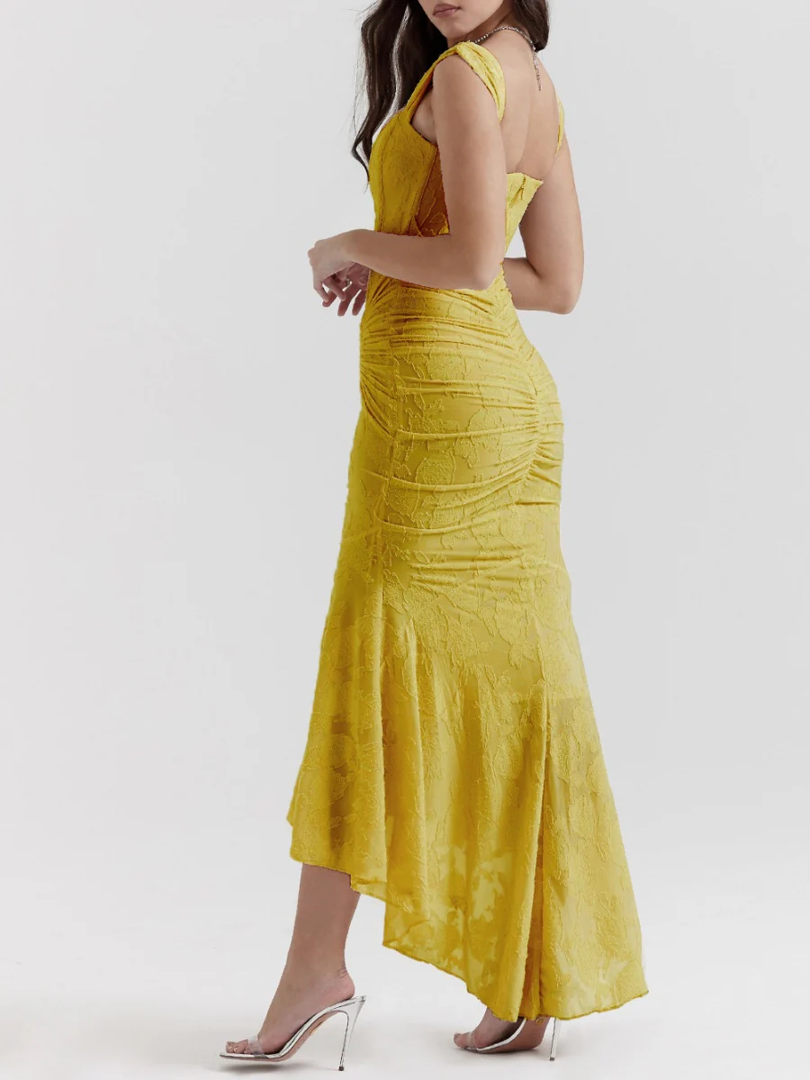Sleeveless Solid Color Off-shoulder Sleeveless Fishbone Waist Dress - Image 21