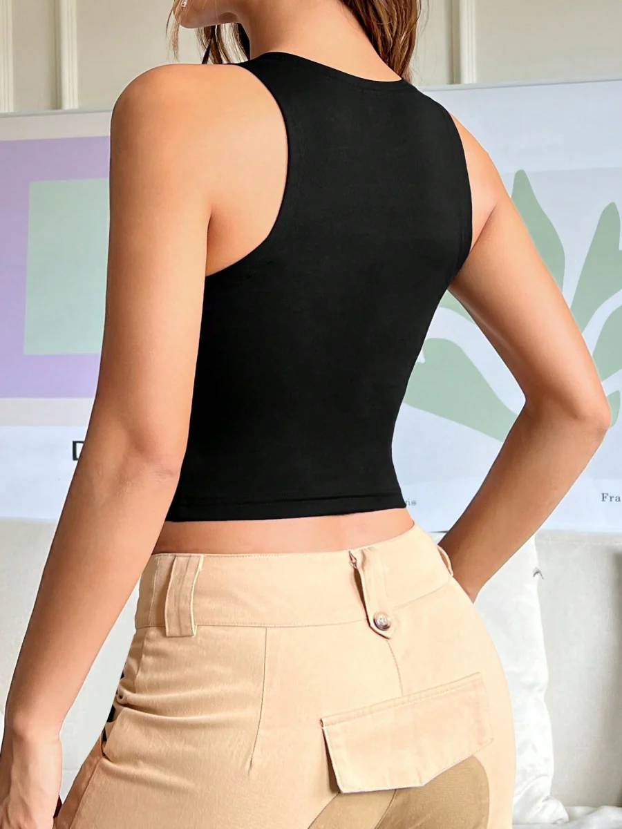 Unique Street Style Sleeveless Cutout Vest - Image 2