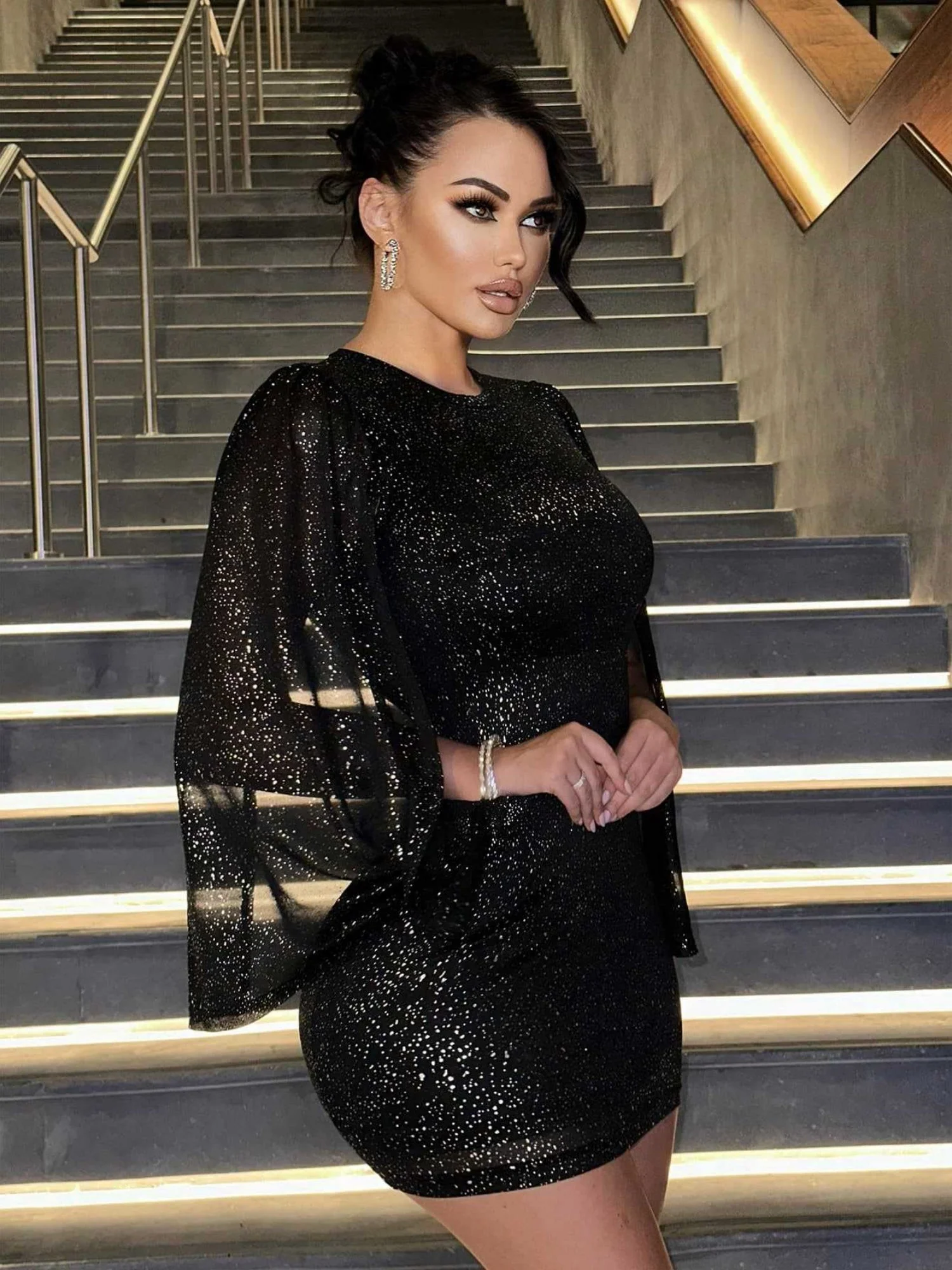 Backless Slit Sequins Mini&Short Dresses - Image 3