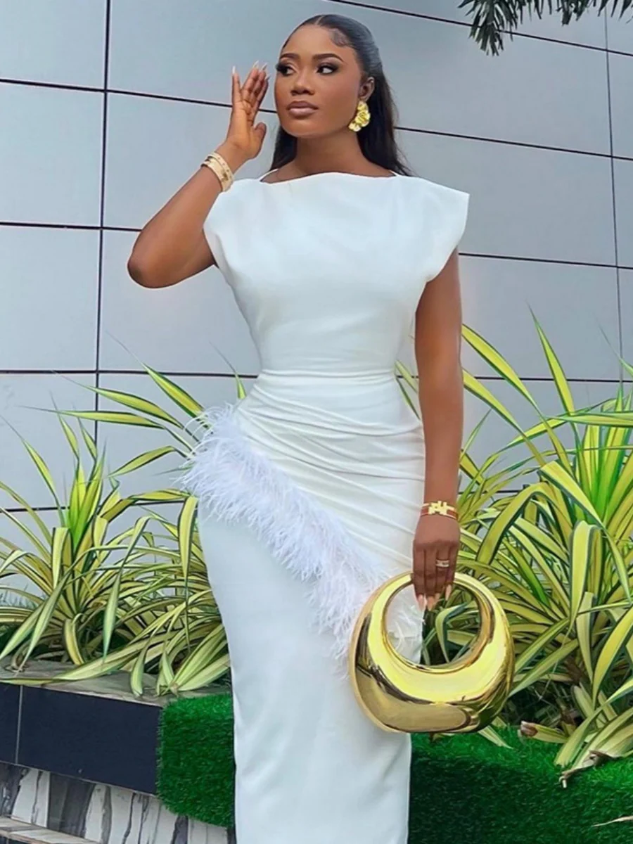 Feather Tassel Hip-hugging Temperament Formal Dress Maxi Dresses - Image 5