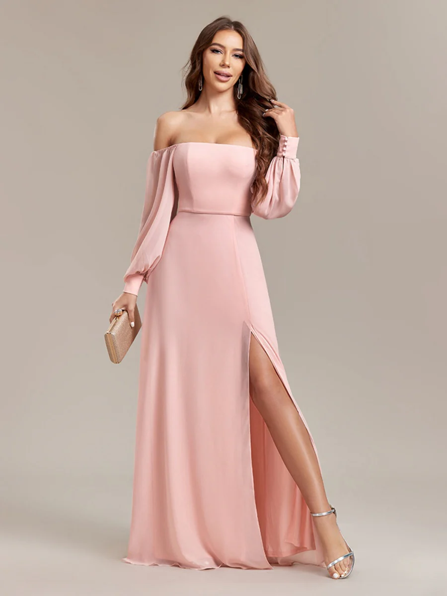Grace Bandage Slit Formal Dress Chiffon Maxi Dresses
