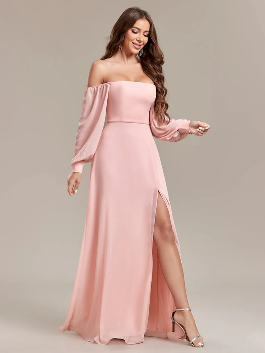 Grace Bandage Slit Formal Dress Chiffon Maxi Dresses - Image 3