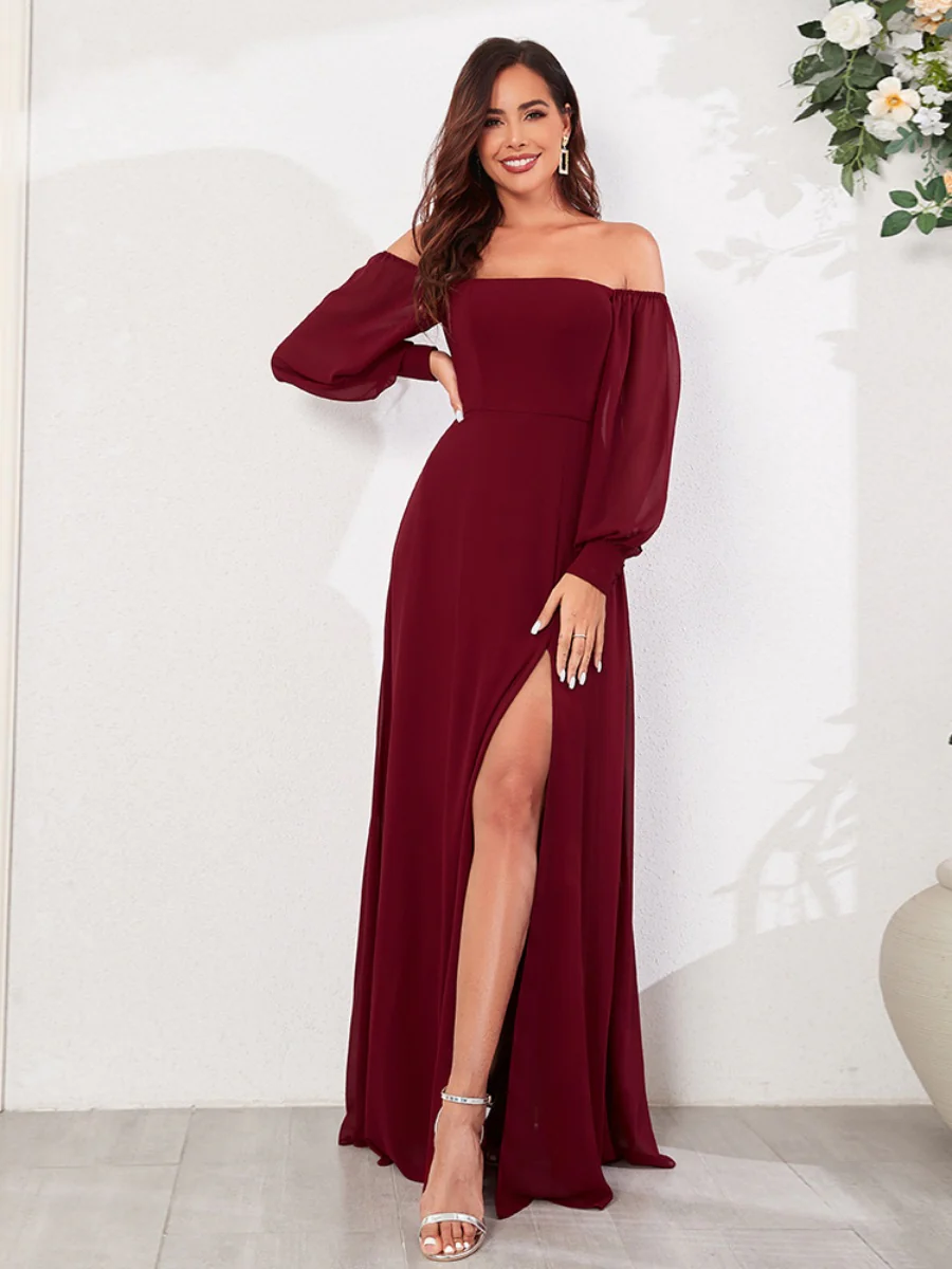 Grace Bandage Slit Formal Dress Chiffon Maxi Dresses - Image 7