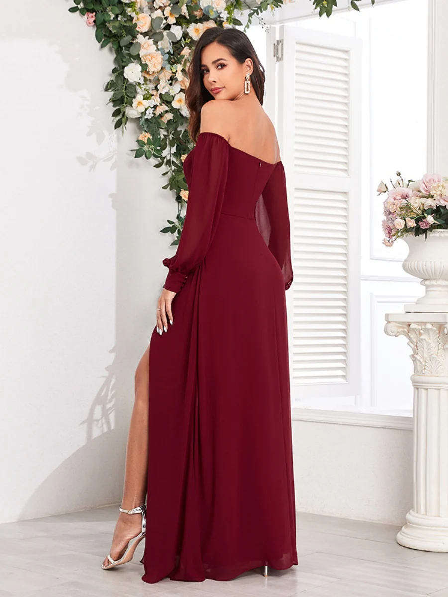 Grace Bandage Slit Formal Dress Chiffon Maxi Dresses - Image 8