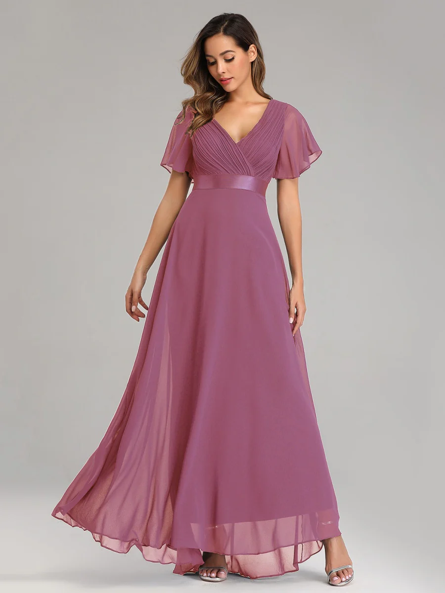 V-neck Chiffon Large Skirt Temperament Formal Dress Maxi Dresses - Image 2