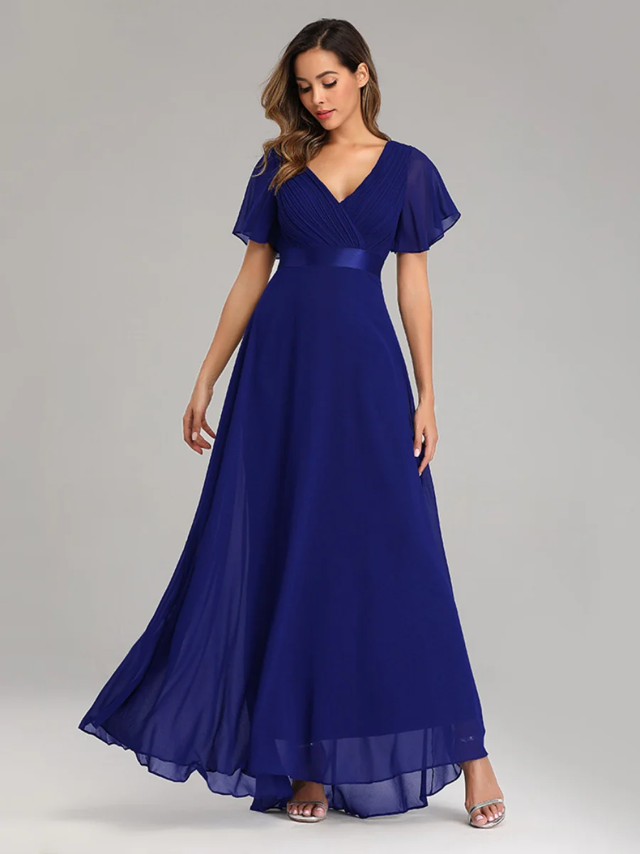 V-neck Chiffon Large Skirt Temperament Formal Dress Maxi Dresses - Image 6