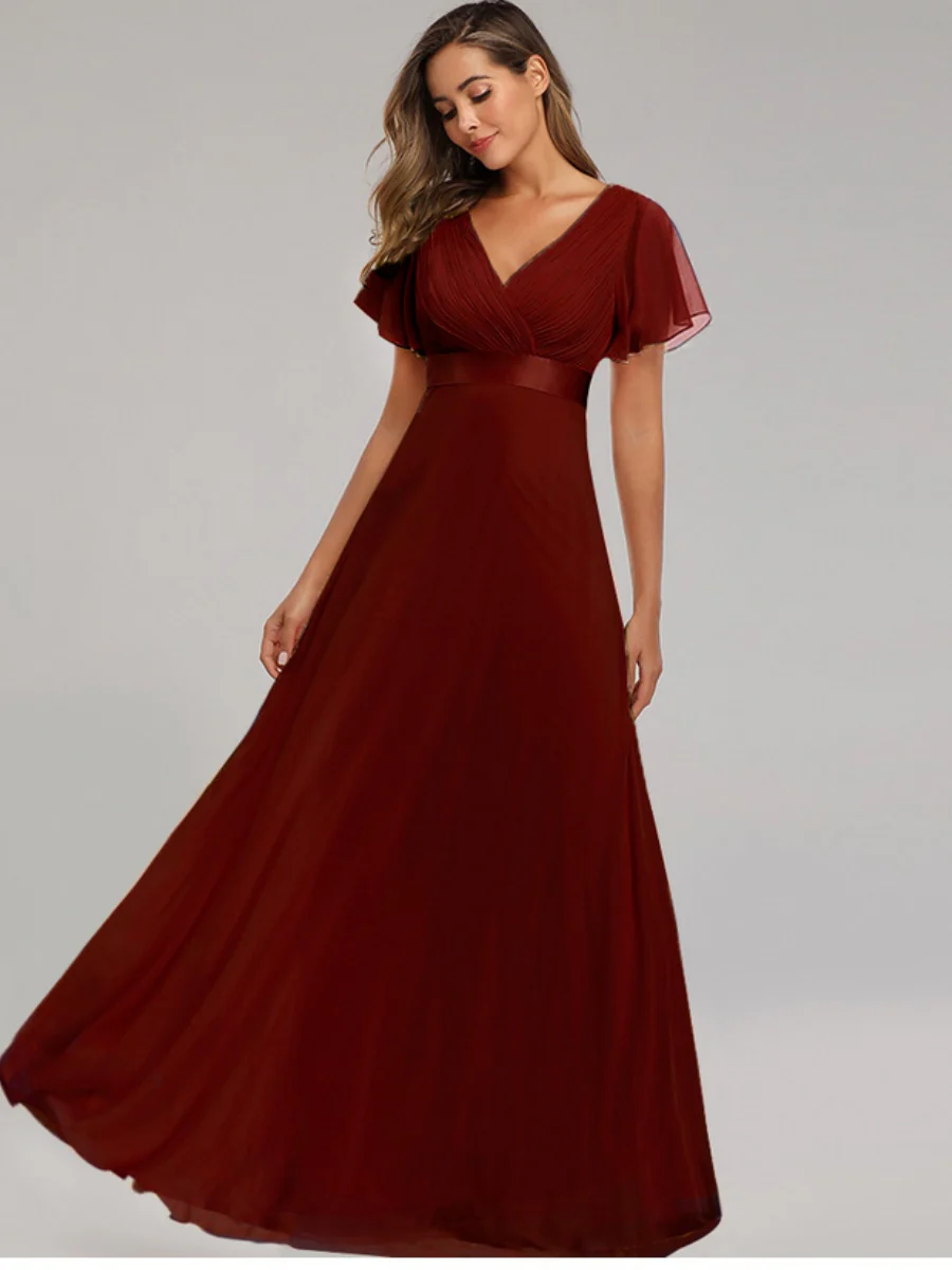 V-neck Chiffon Large Skirt Temperament Formal Dress Maxi Dresses - Image 9