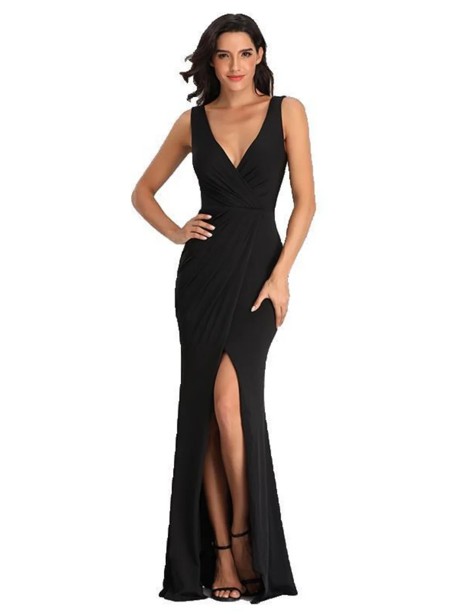 Sleeveless V-neck Slit Formal Dress Maxi Dresses - Image 5