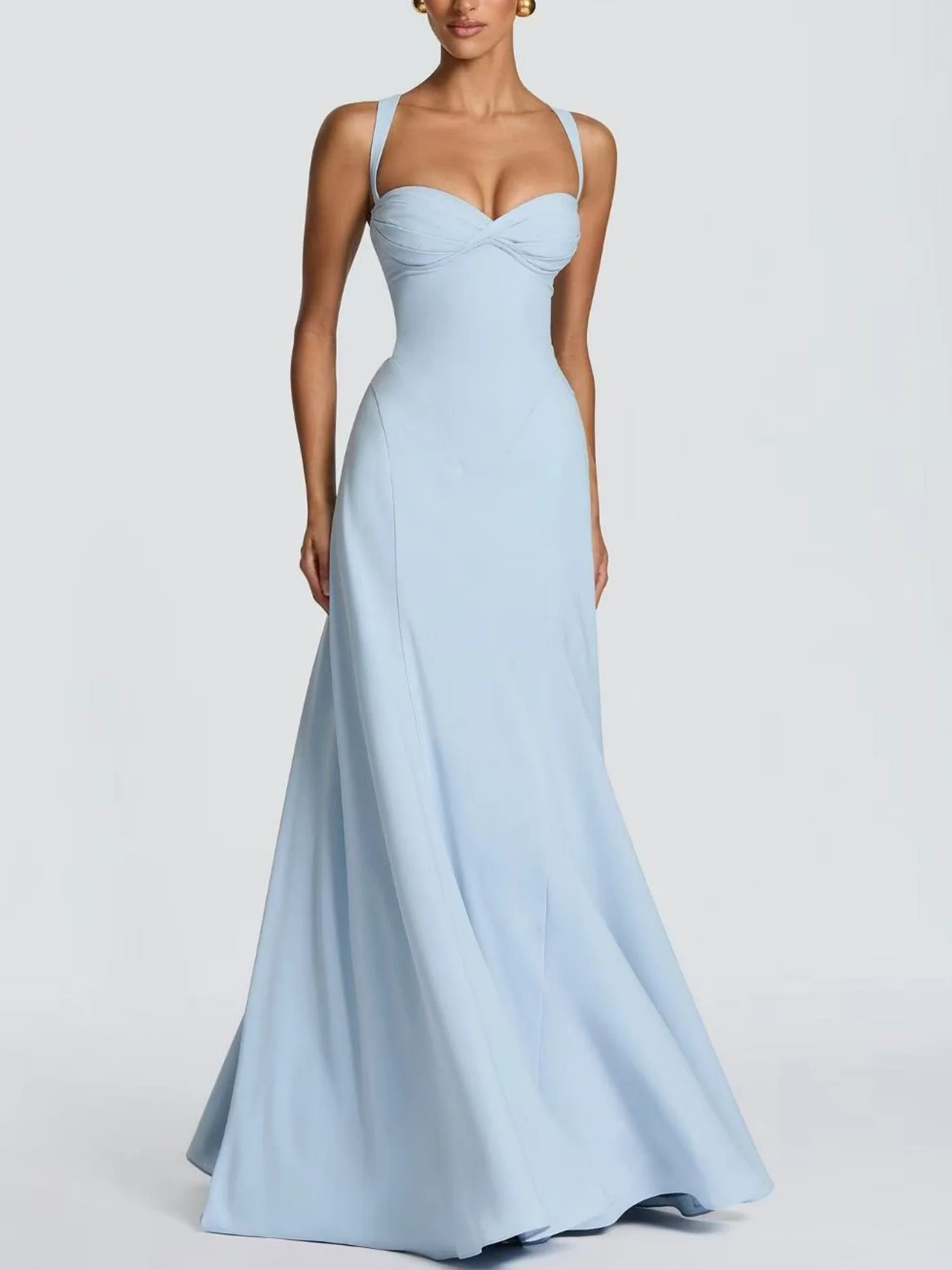 Backless Strappy Neckband Large Skirt Maxi Dresses - Image 5