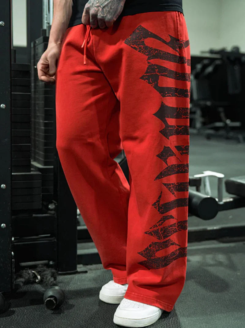 Bodybuilding Jogging Printed Wide-leg Pants