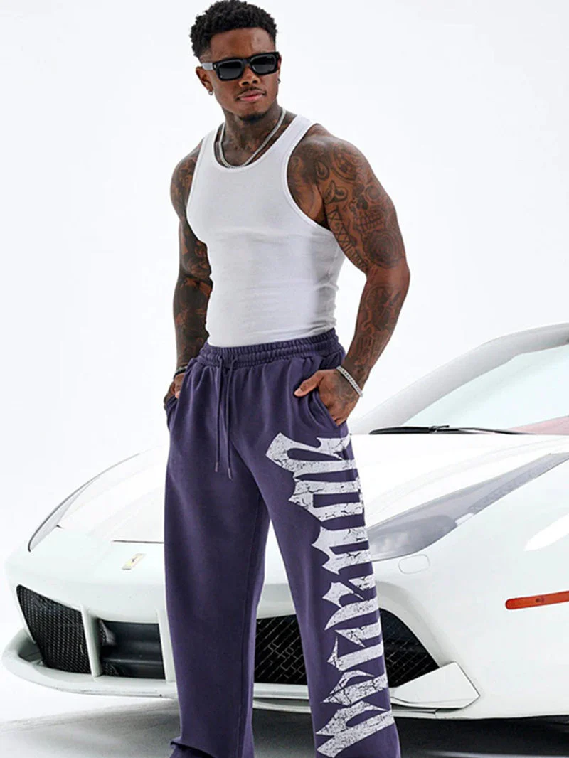 Bodybuilding Jogging Printed Wide-leg Pants - Image 4