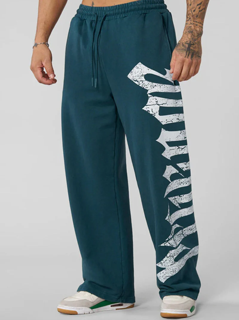 Bodybuilding Jogging Printed Wide-leg Pants - Image 7