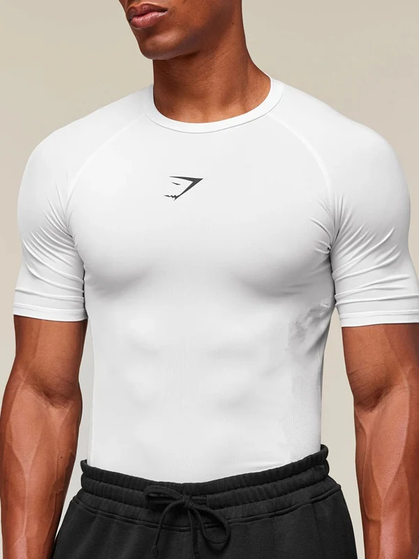 GYMSHARK Sports Fitness Running Printed Tight T-shirts - Image 11
