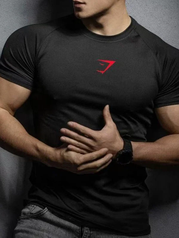 GYMSHARK Sports Fitness Running Printed Tight T-shirts - Image 14