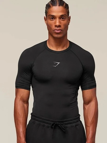 GYMSHARK Sports Fitness Running Printed Tight T-shirts - Image 3