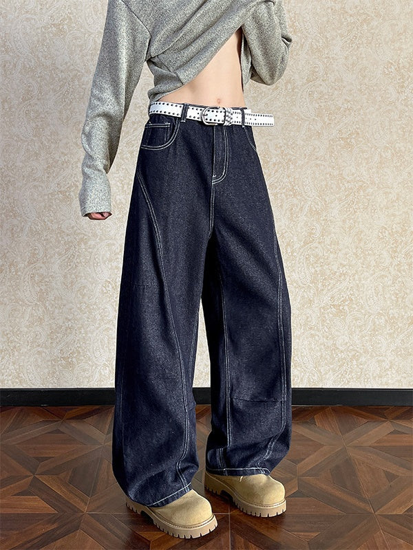 Blue Design Straight Loose Jeans - Image 2