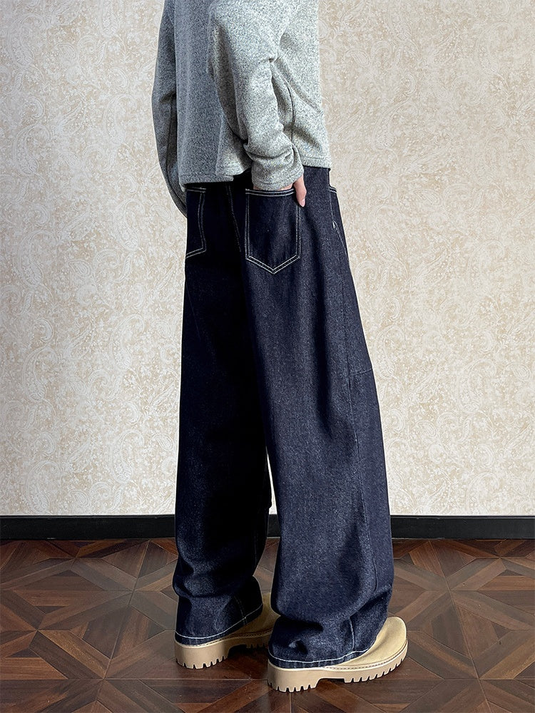 Blue Design Straight Loose Jeans - Image 3