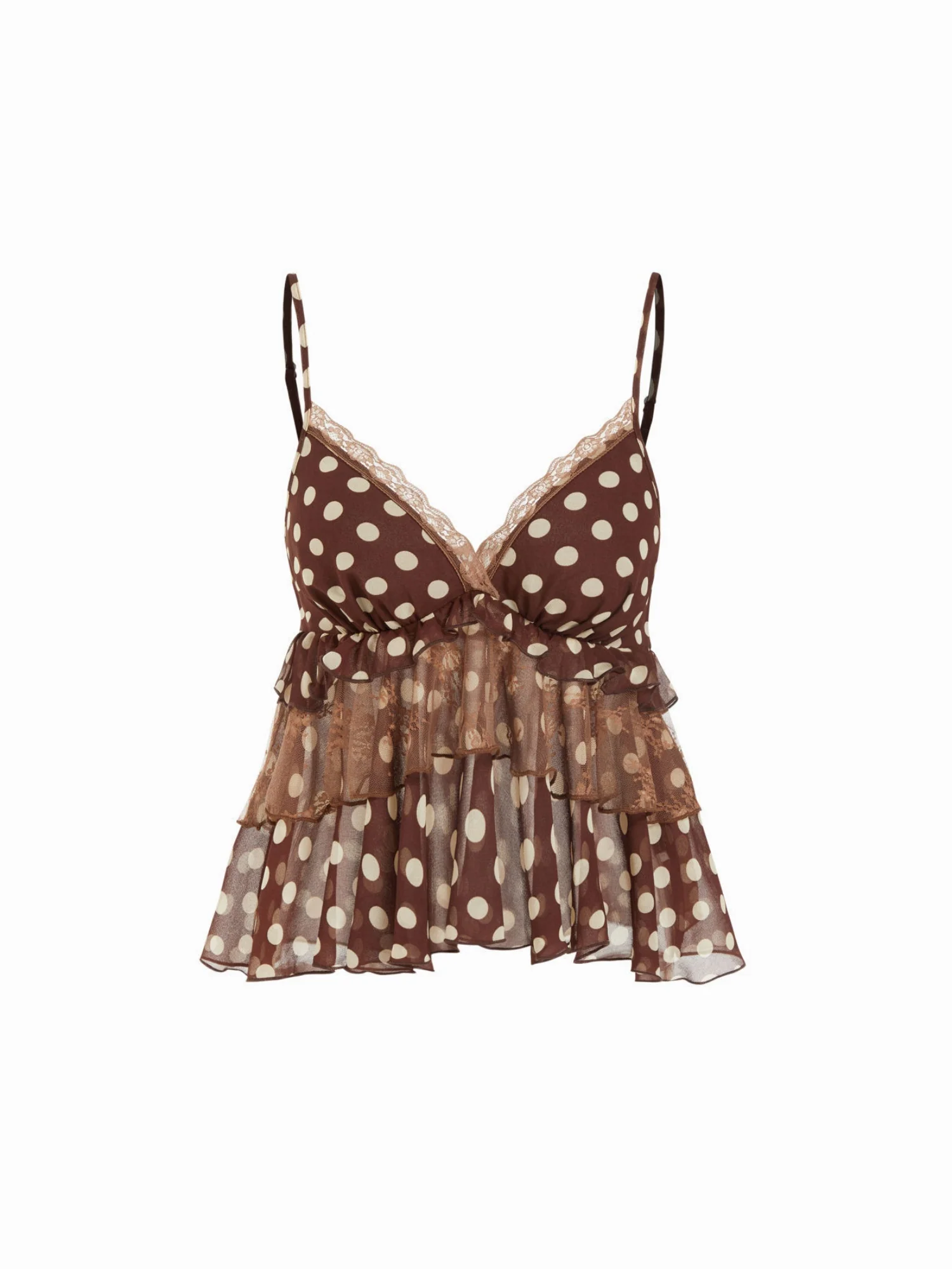 Leopard Print Chiffon Lace Trim Ruffle Tank Top - Image 5