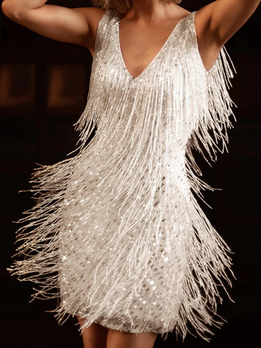 Tassel Sequin Sleeveless Mini&Short Dresses - Image 14