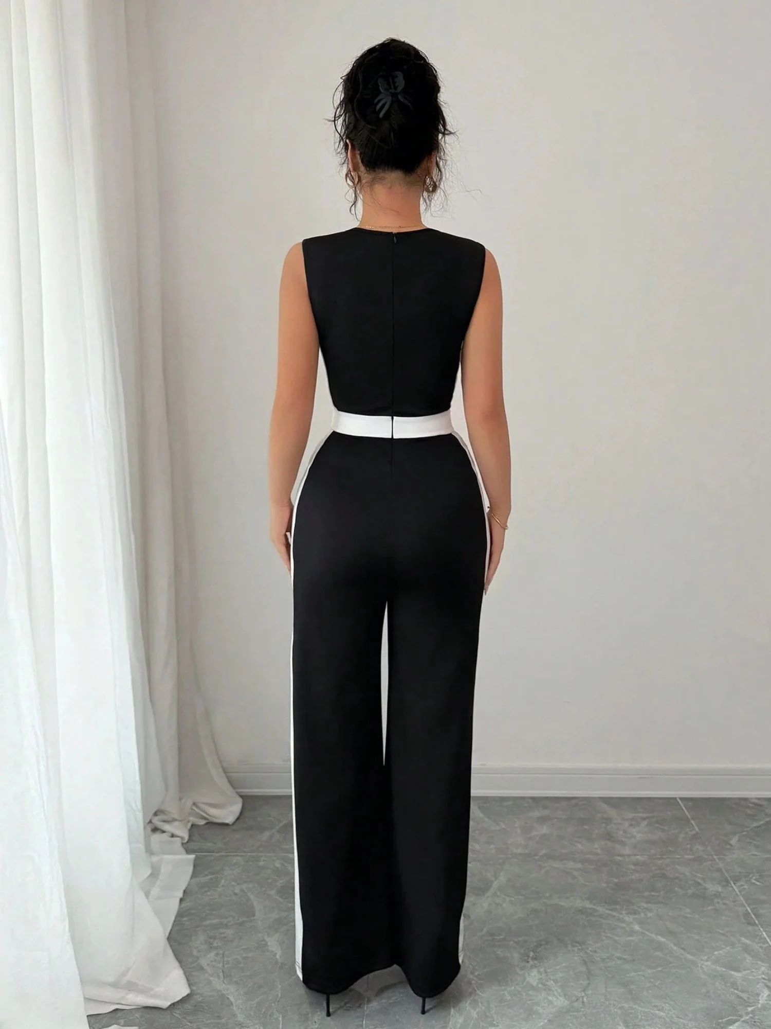 Color Matching Sleeveless Wide-leg Jumpsuits - Image 4