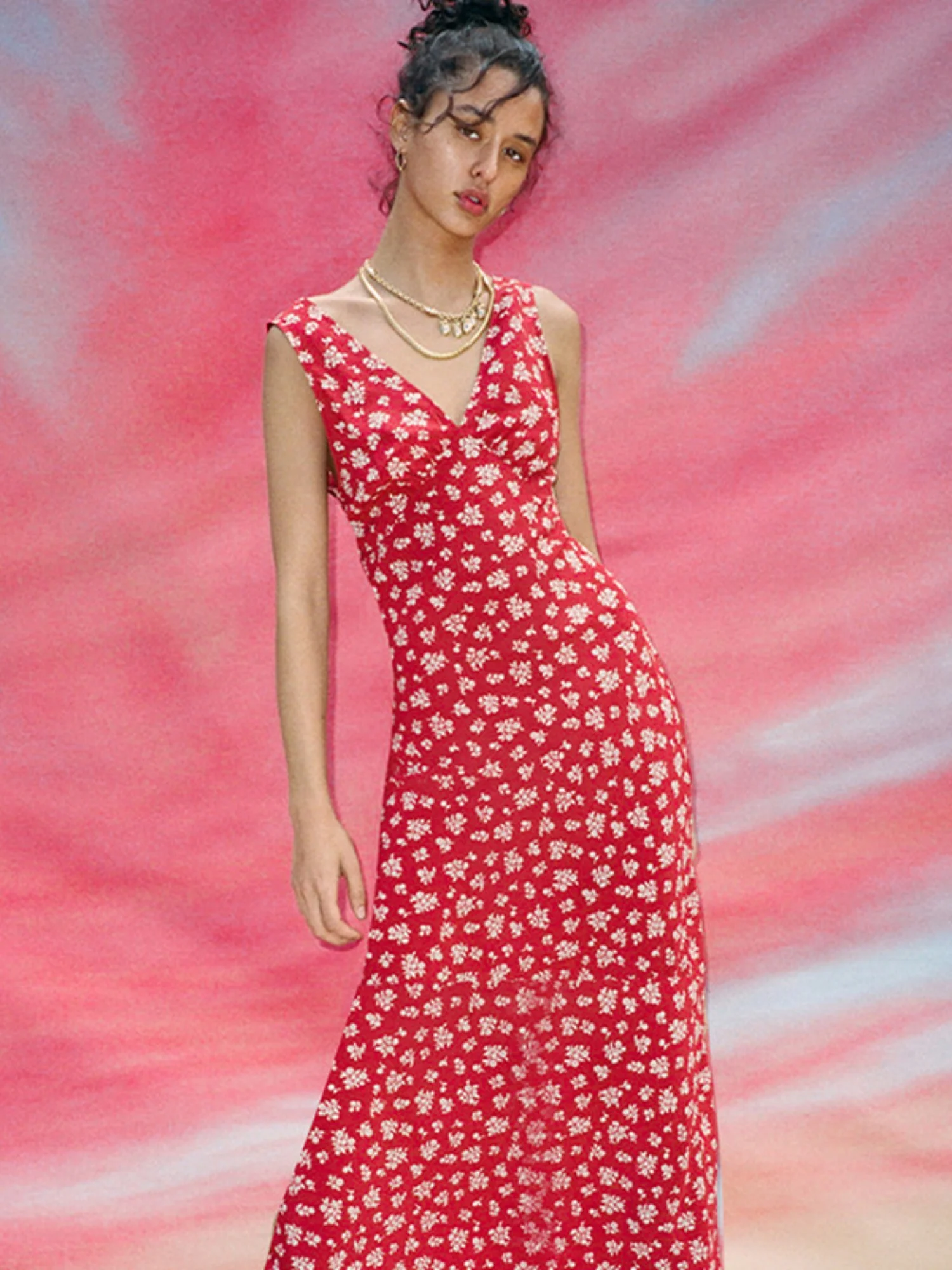 Printed Deep V Waist Shaping Mini&Short Dresses - Image 2