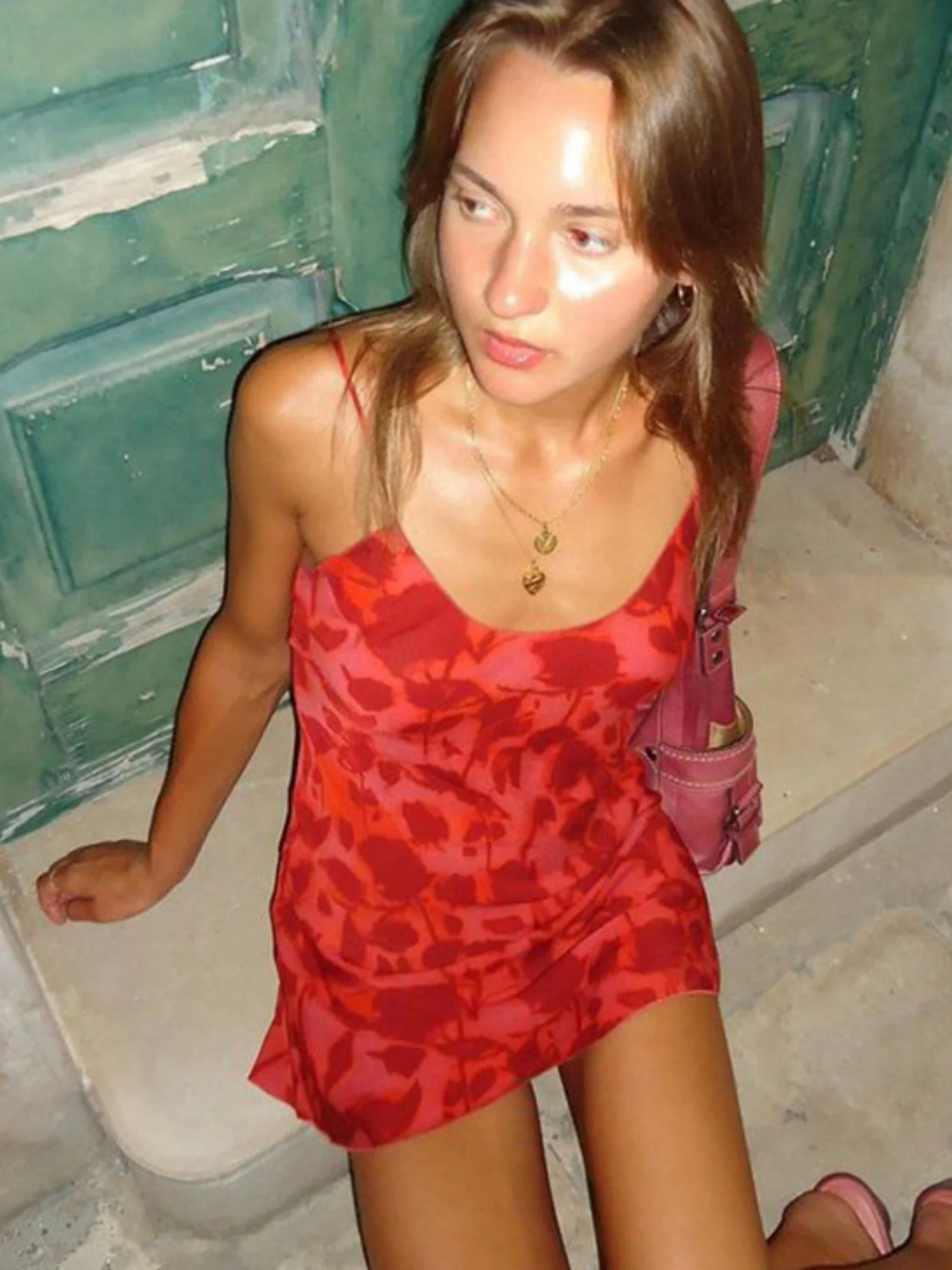 Printed Waist-cinching V-neck Camisole Mini&Short Dresses - Image 2