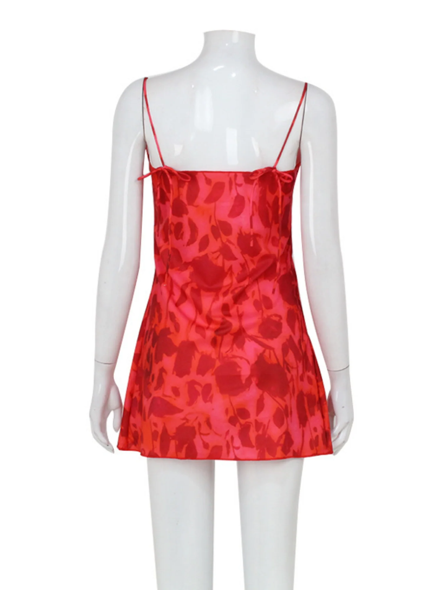 Printed Waist-cinching V-neck Camisole Mini&Short Dresses - Image 7