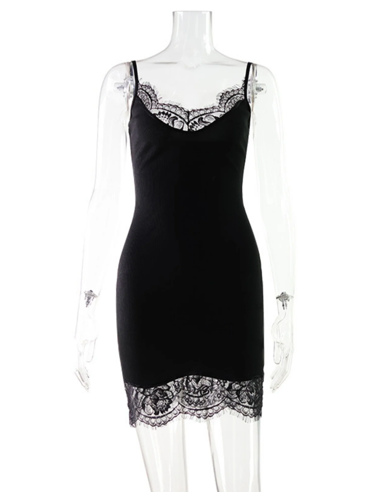 Lace Trim Slim-fit Camisoles Mini&Short Dresses - Image 4