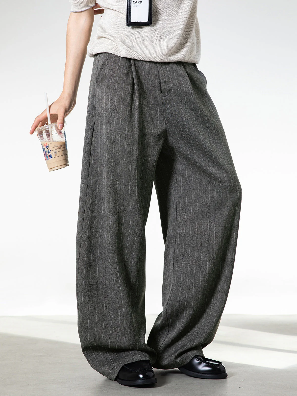 Old Money Style Stripes Loose-fit Dress Pants - Image 2