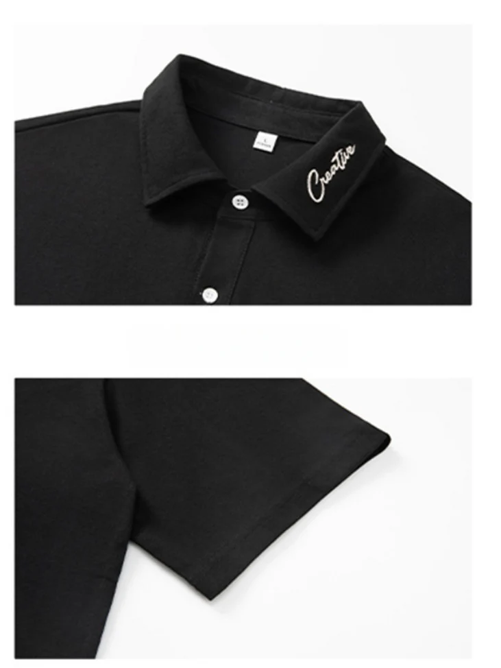 Color-blocked Applique Breathable Polo Shirt - Image 7