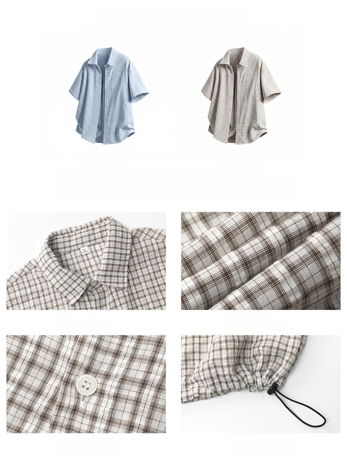 Color-blocked Plaid Boxy Loose-fit Shirts - Image 5