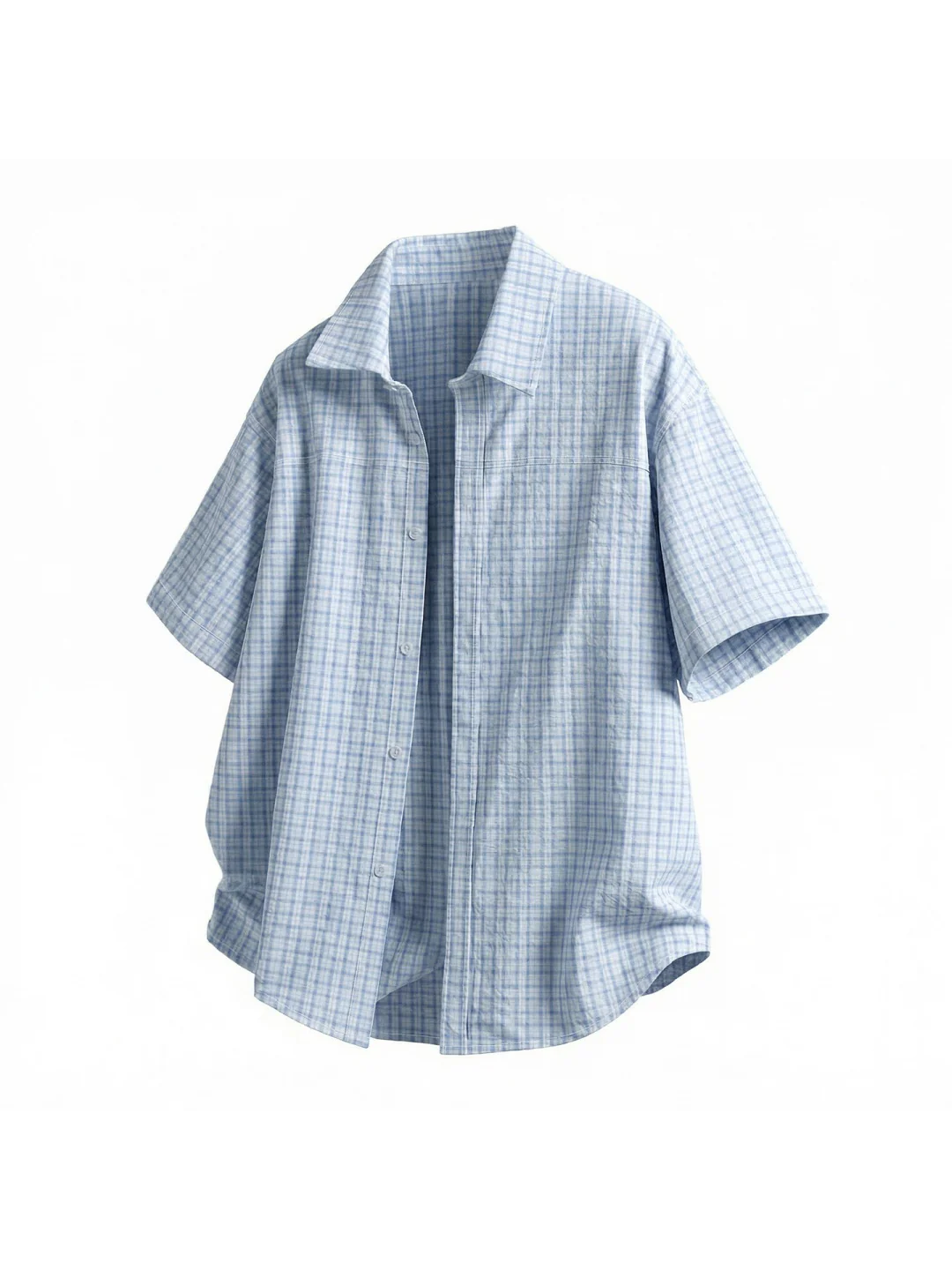 Color-blocked Plaid Boxy Loose-fit Shirts - Image 8