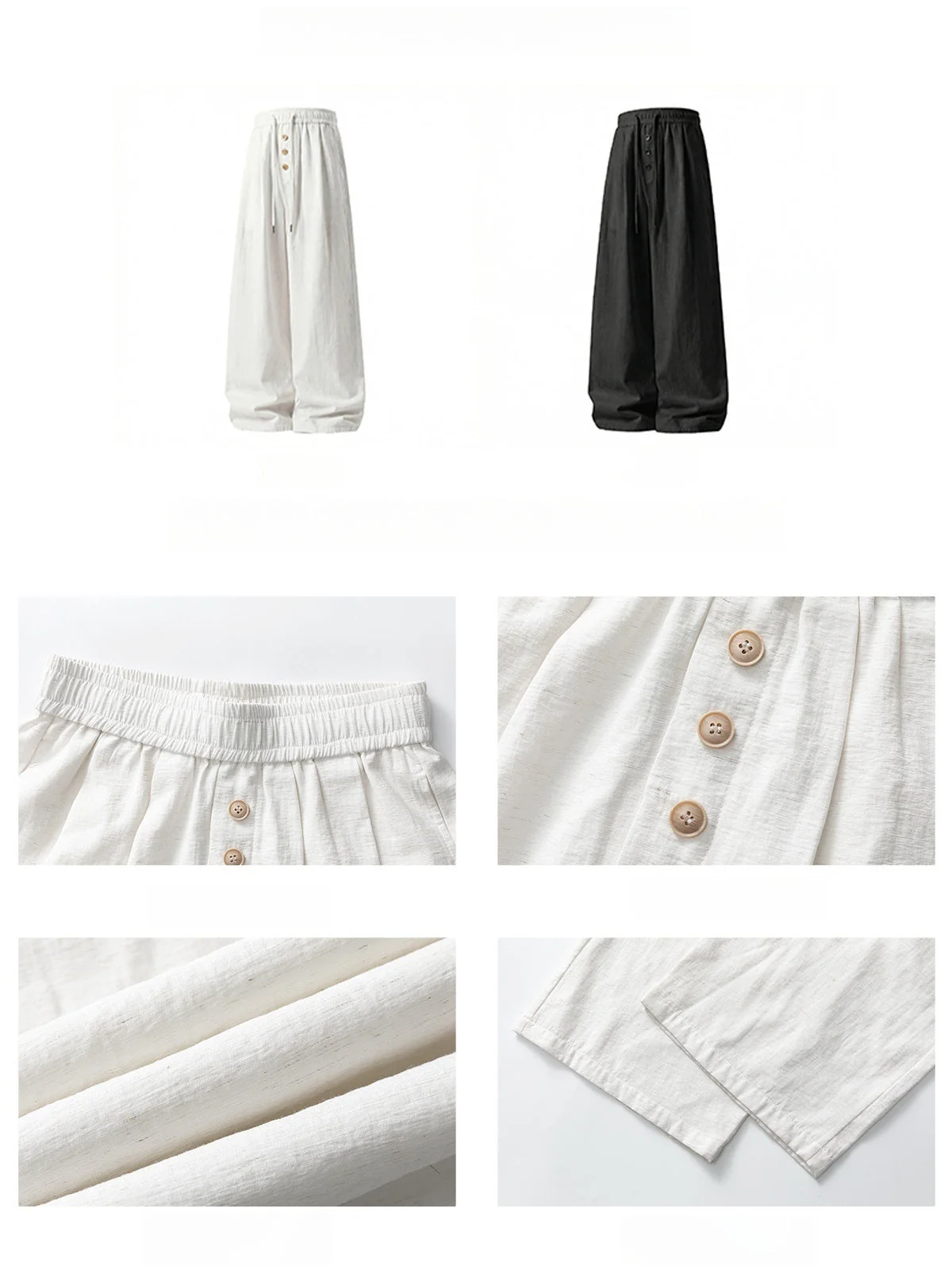 Imitation Cotton And Linen 3D Gathering Loose-fit Pants - Image 7