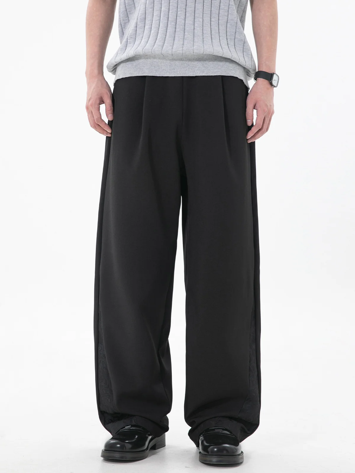 New Chinese Style Dark Pattern Jacquard Patchwork Pants - Image 4