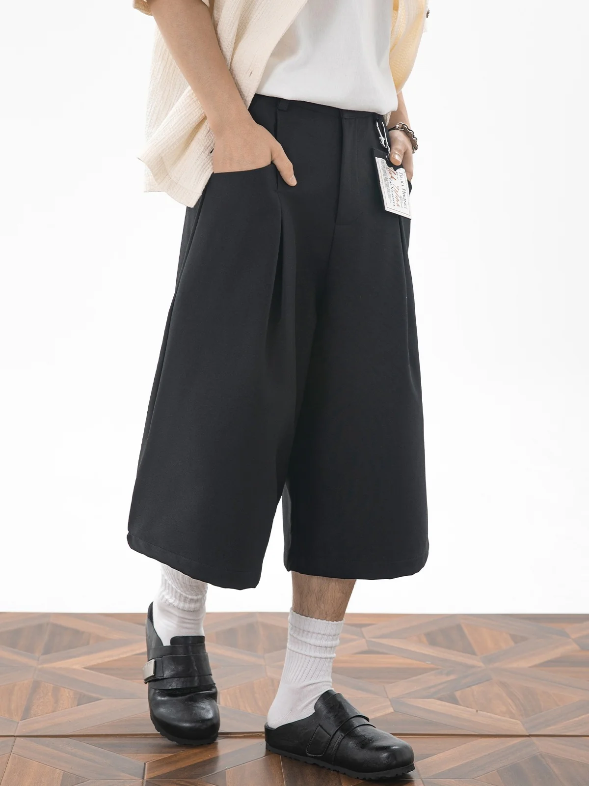 Imitation Linen Loose-fit 7 Points Dress Pants Shorts - Image 8