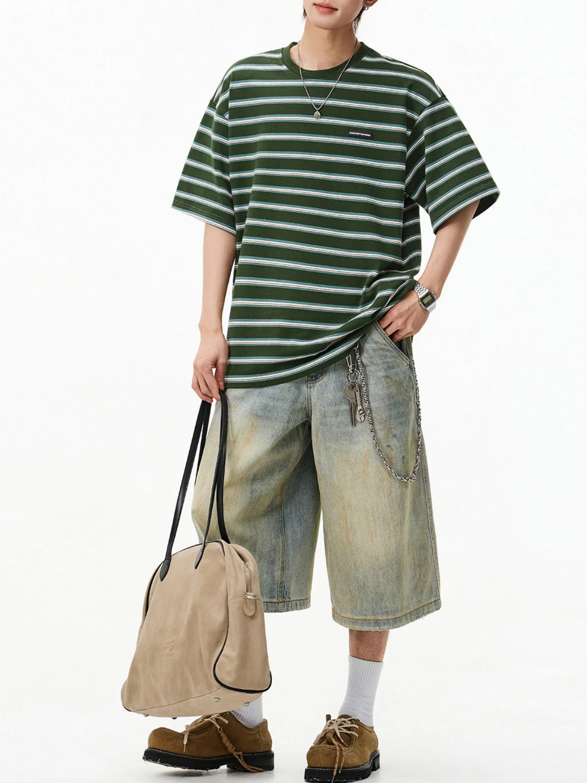 Color-blocked Stripes Loose-fit T-shirts - Image 2
