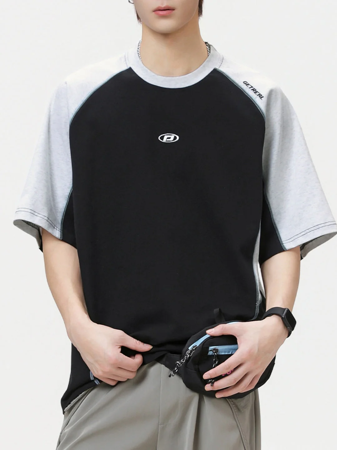 Color-blocked Patchwork Embroidery T-shirts - Image 5