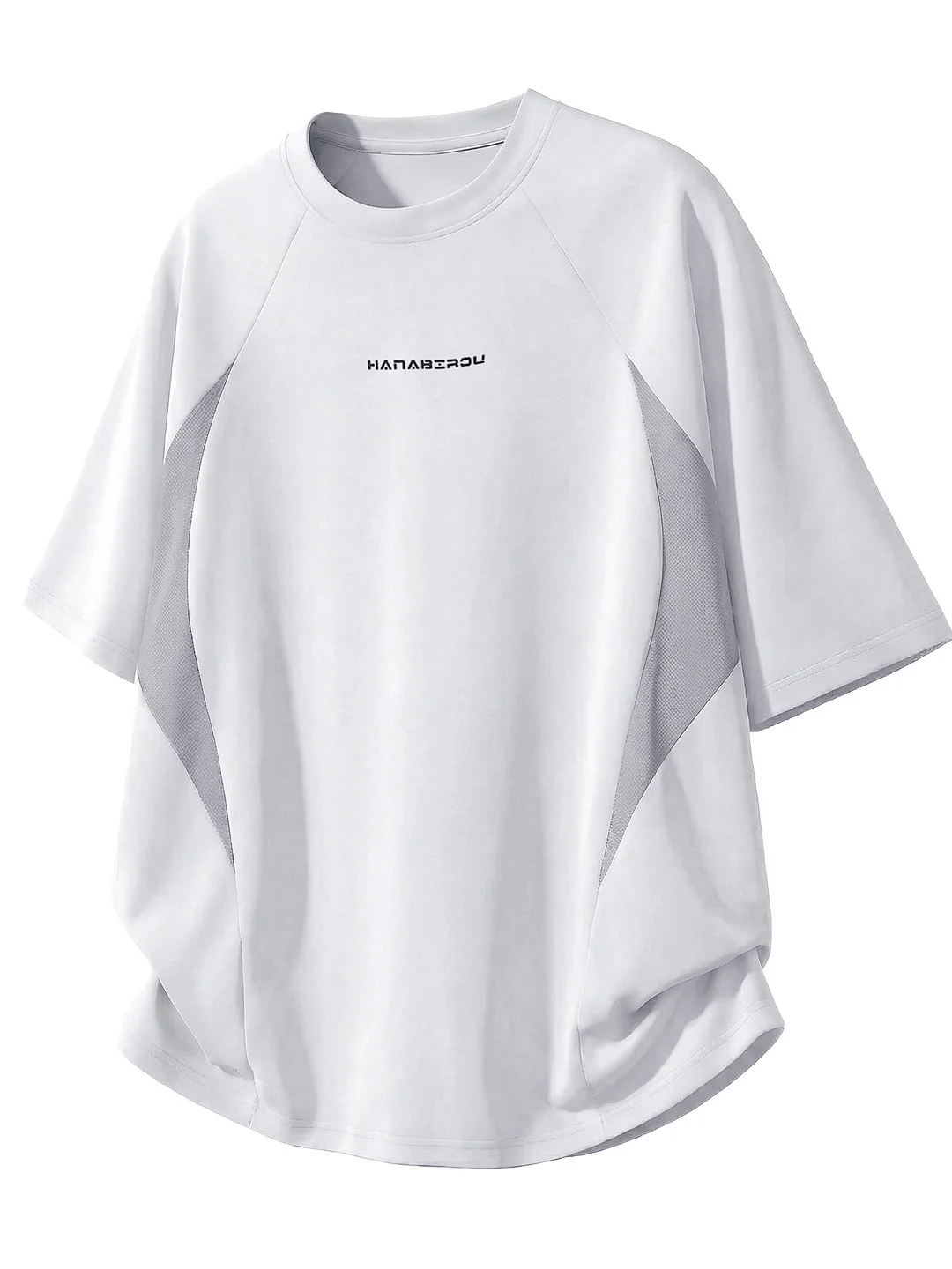 Color-blocked Mesh Patchwork Letter Print T-shirts - Image 7