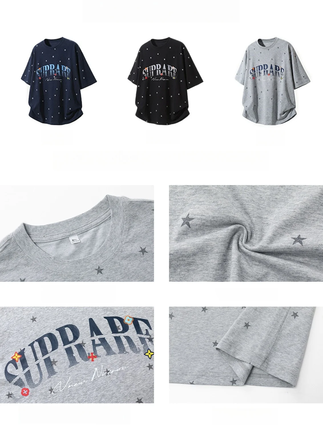 Full Stars Color-blocked Letter Printed T-shirts - Image 4