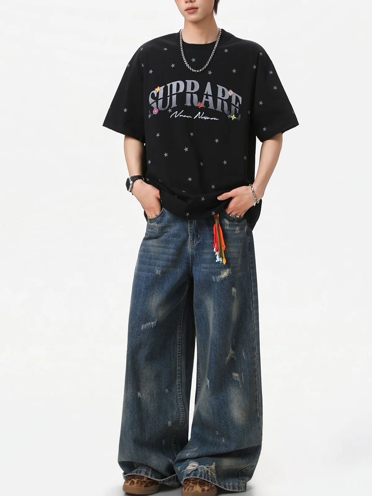 Full Stars Color-blocked Letter Printed T-shirts - Image 6