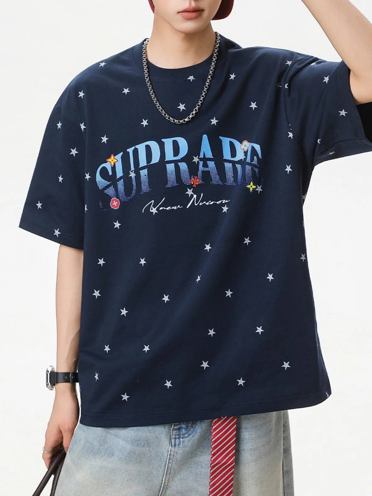 Full Stars Color-blocked Letter Printed T-shirts - Image 8