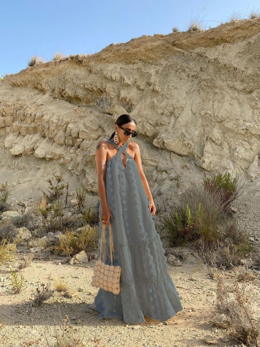 Halter 3D Crochet Lace Maxi Dresses - Image 6