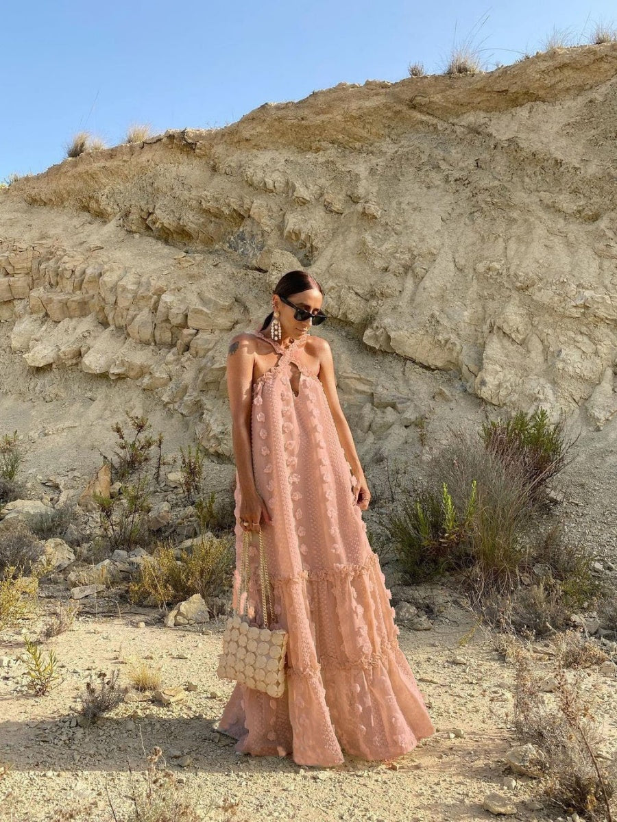 Halter 3D Crochet Lace Maxi Dresses - Image 8