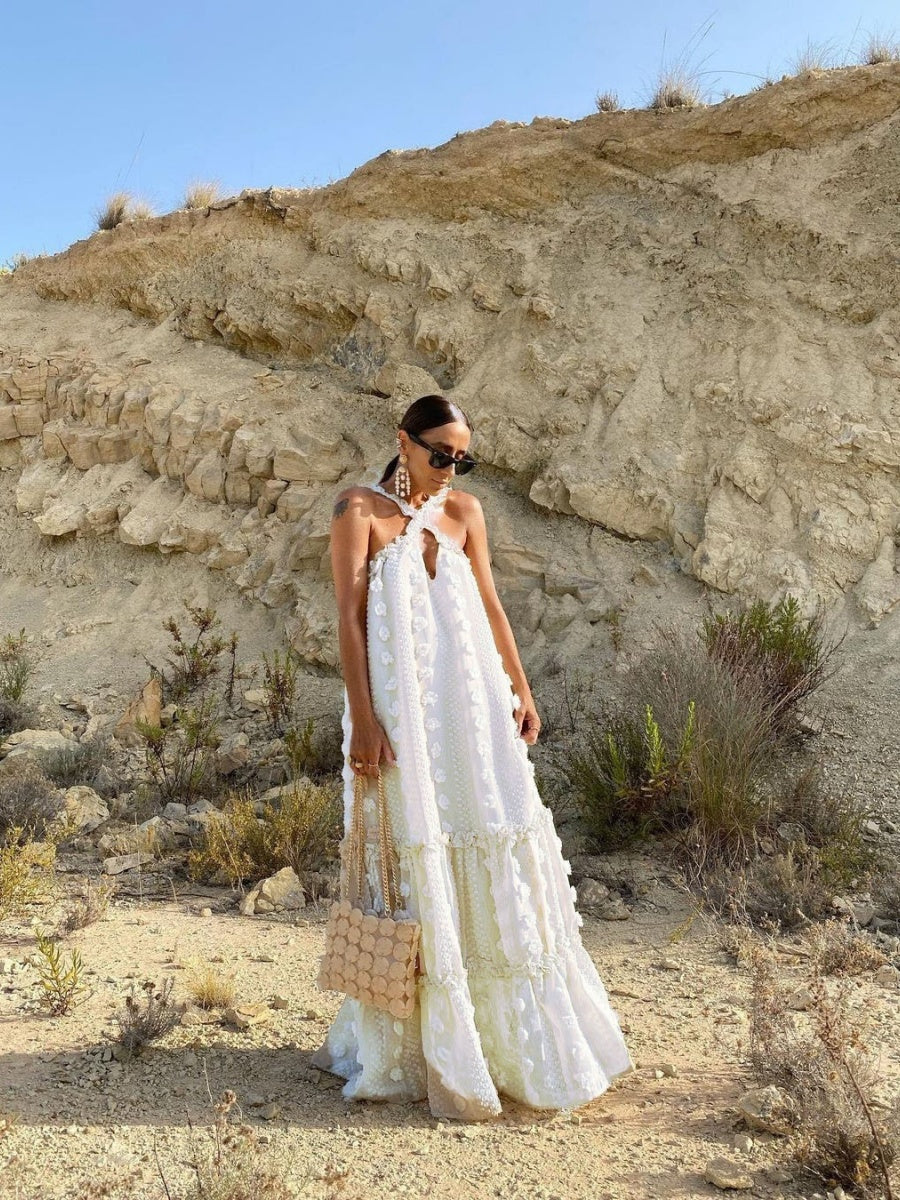 Halter 3D Crochet Lace Maxi Dresses - Image 9