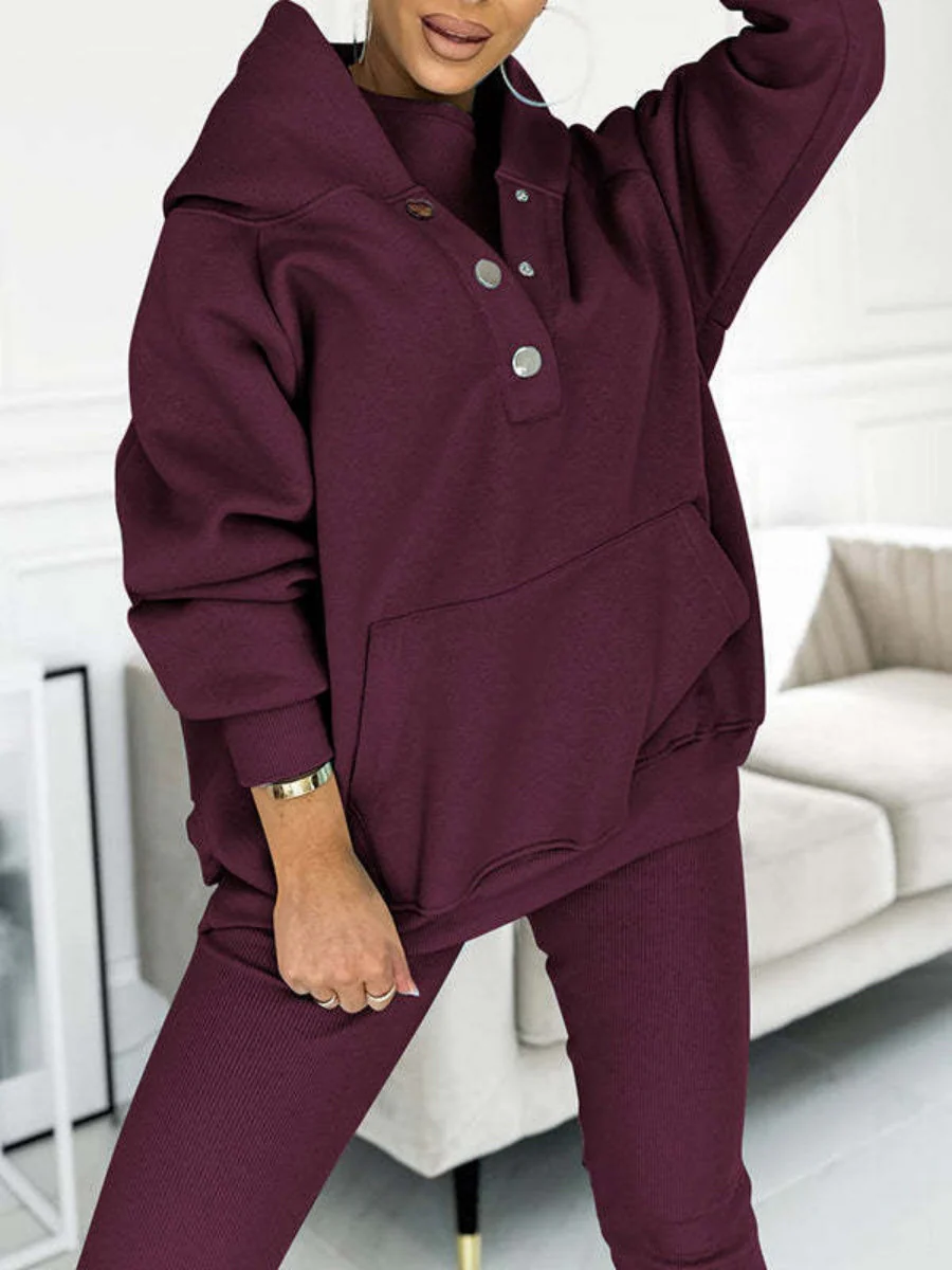Sporty Casual Hoodie Sweatshirt, Ribbed Slim Fit Vest And Pants Three-piece Set - Image 14