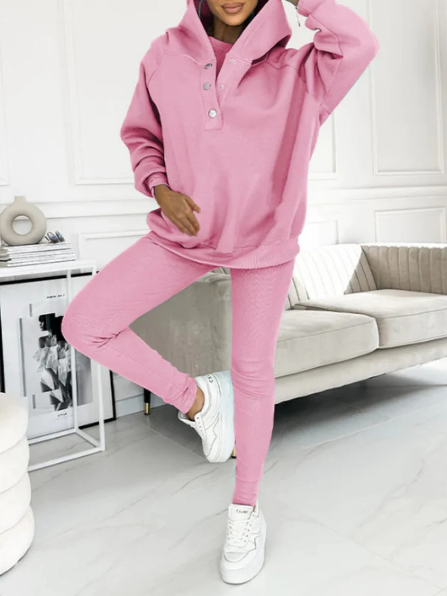Sporty Casual Hoodie Sweatshirt, Ribbed Slim Fit Vest And Pants Three-piece Set - Image 16