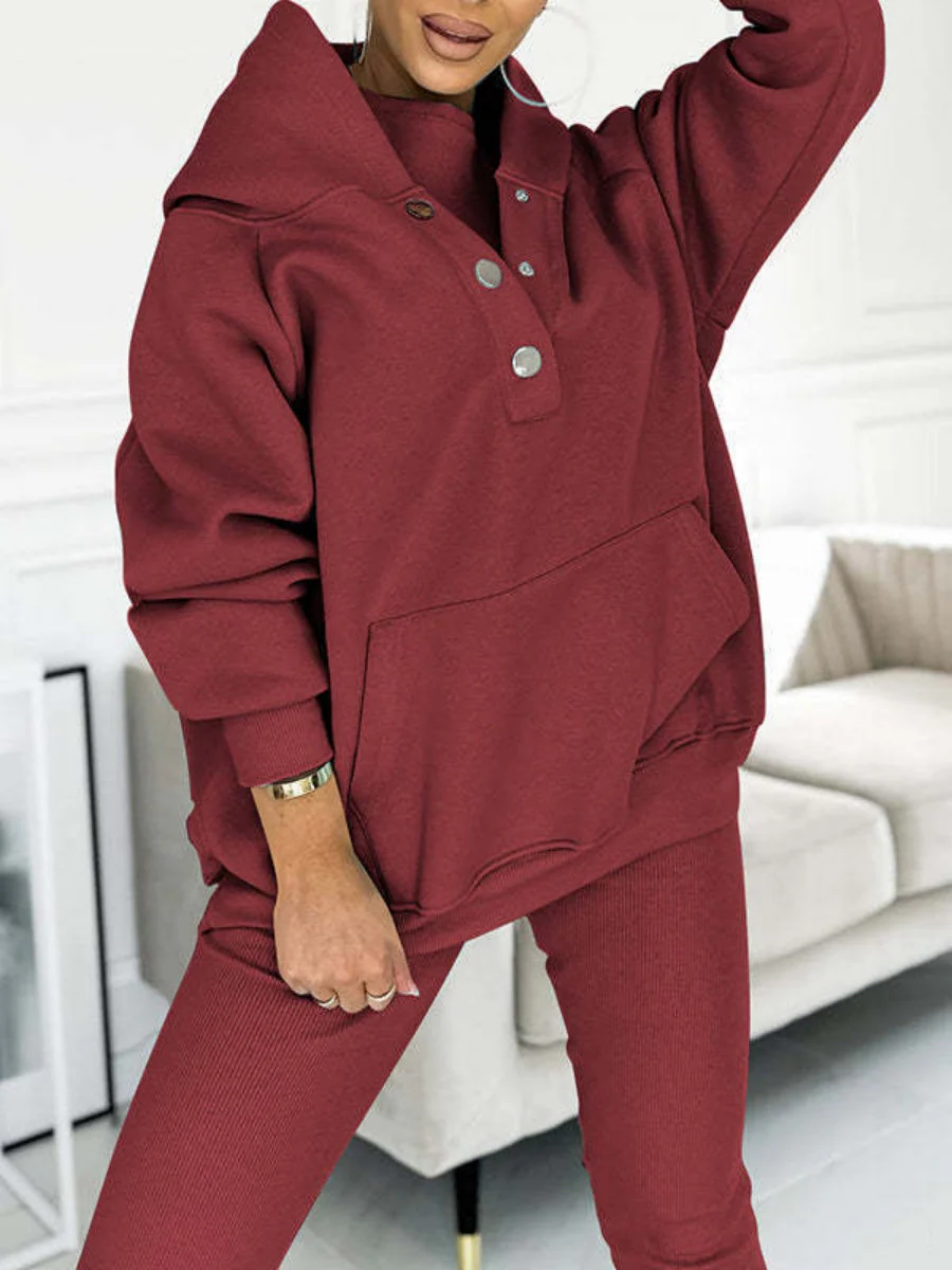 Sporty Casual Hoodie Sweatshirt, Ribbed Slim Fit Vest And Pants Three-piece Set - Image 25