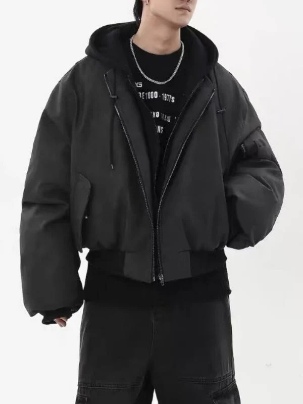 Melange Tie-Dye Faux-Leather Hooded Jacket - Image 5